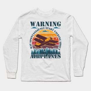 WARNING MAY SPONTANEOUSLY START TALKING ABOUT AIRPLANES VINTAGE SUNSET Long Sleeve T-Shirt